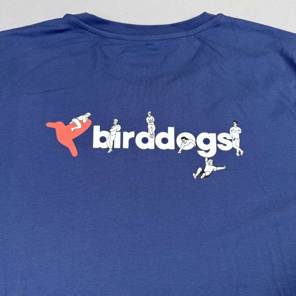 Birddogs Crew Neck T Shirt Mens XL Blue with Logo Playground Graphics Golf EUC
